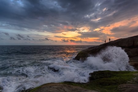 Sunset - wonderful, clouds, sunset, beach