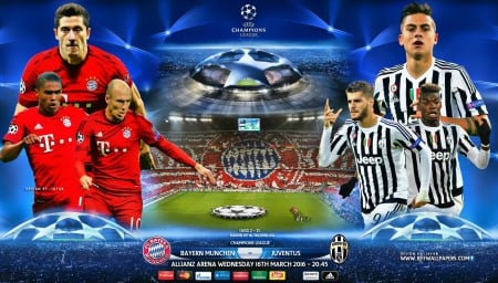 BAYERN MUNCHEN - JUVENTUS CHAMPIONS LEAGUE 2016 - champions league, bayern munchen, paulo dybala wallpaper, pogba, champions league wallpaper, robert lewandowski, robben, juventus, bayern munchen wallpaper, juventus wallpaper, paulo dybala