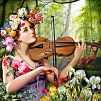 Vintage Girl with Violin