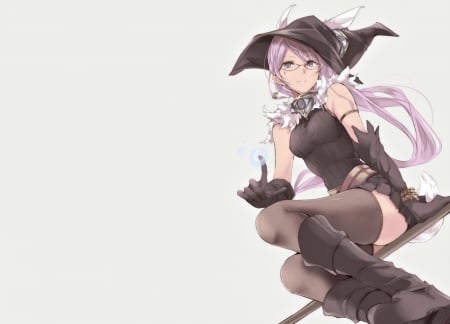 Witch - white, witch, black, touma kisa, hat, anime, girl, manga