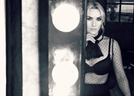 Kate Winslet - white, woman, actress, girl, kate winslet, bw, black