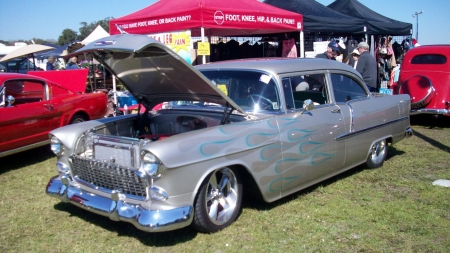 55 Chevy - bowtie, classic, flames, gm