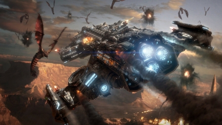 starcraft 2 - starcraft, battle, spaceship, creature