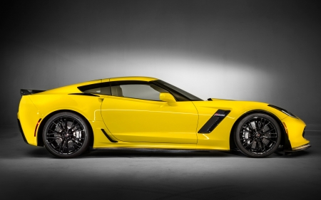 2015 Chevrolet Corvette Z06 - vehicles, cars, yellow cars, side view, chevrolet, corvette