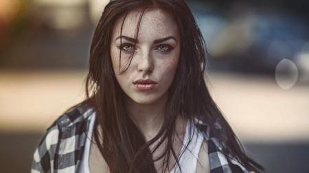 Freckles - women, eye, freckles, hair