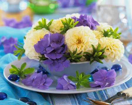 Beautiful Flowers - flowers, bloom, petals, bowl