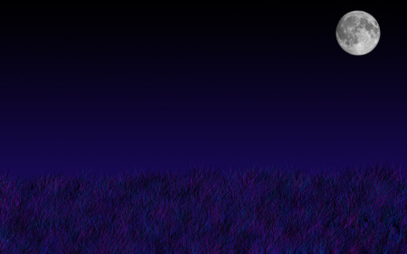 The Endless Night - pic, summer, blue, brown, j-cob, grass, dark, purple, fade, field, sky, moon, cool, ground, black, white, green, spots, windstill, wallpaper