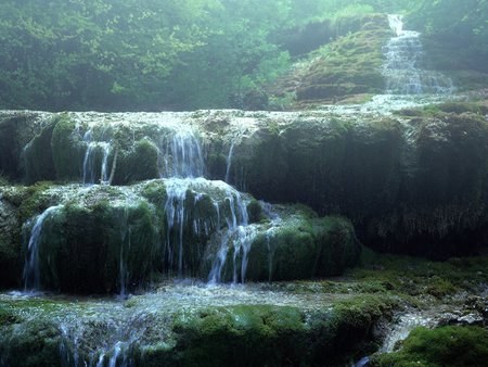 Foggy falls - nature, falls