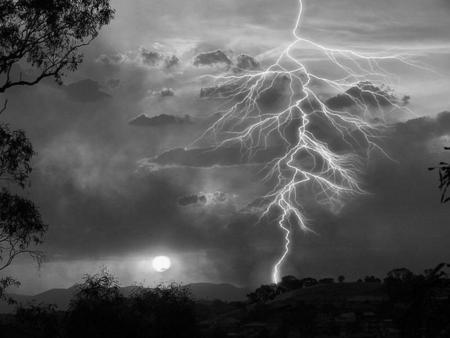 Lighting Strike - storm clouds, grey, lightning stike, sky