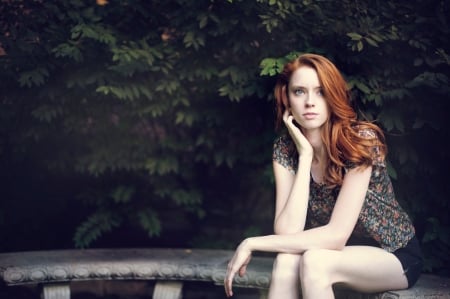 Redhead - head, Red, white, beauty, pale