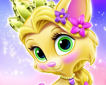 Summer - pets, rapunzel, yellow, summer, palace, pink, child, cat, fantasy, animal, kitten, cute