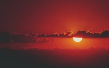 Sunset - mountains, sun, evening, clouds