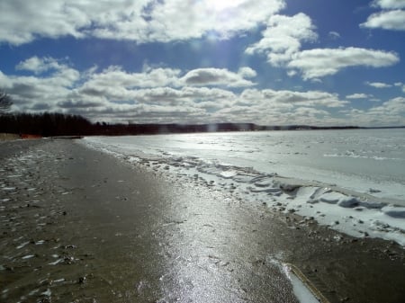 frozen sand - wescotts beach, ice, ny, lake ontario, snow