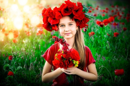 â™¥ - flowers, red, girl, cute