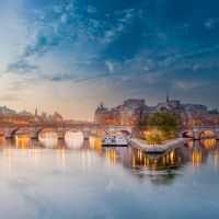 bridge over a fork in the seine river in paris hdr