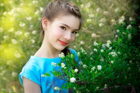 â™¥ - field, abstract, girl, blue