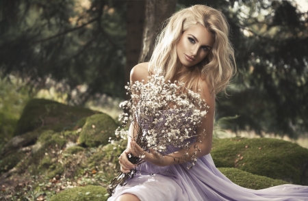 Pretty Face - woman, blond, flowers, model