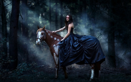 Forest Girl - forest, horse, woman, model