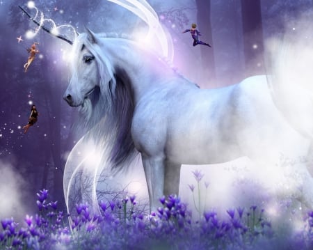 Magical Horse - fantasy, magical, horse, blue