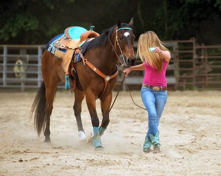 Follow Me Boy....... - girls, women, style, fun, models, female, cowgirls, boots, outdoors, western, horses, blondes, ranch