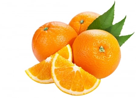 Oranges - white, green, food, fruit, orange, card, leaf