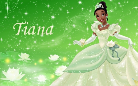 Tiana - princess, girl, movie, the princess and the frog, fantasy, disney, green, tiana, dress