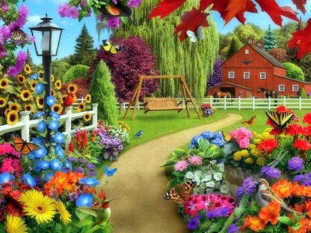 Glory to the Sun - attractions in dreams, spring, nature, love four seasons, walkway, flowers, colors, butterfly designs, garden, farms, birds, butterflies