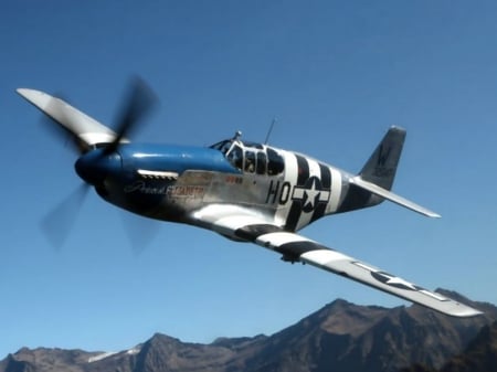 north american p51c mustang - american, plane, mountain, mustang