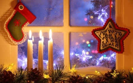 Christmas - candle, star, christmas, festival