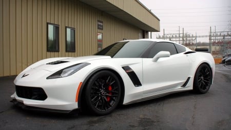 Corvette C7 Z06 - vehicles, cars, Corvette C7 Z06, white cars, side view, corvette