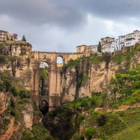 bridge over chasm in mountaintop town of ronda spain