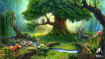 Tree of Fantasy - fantasy, forest, tree, wild, life