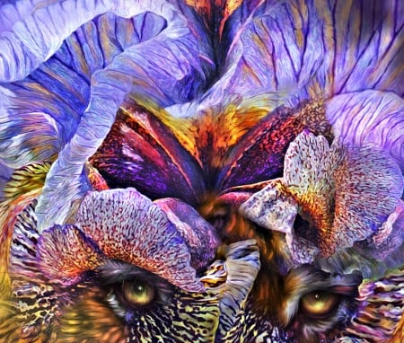 Wild goddess - abstract, carol cavalaris, eyes, pink, orange, pictura, purple, painting, iris, wild goddess, art, luminos