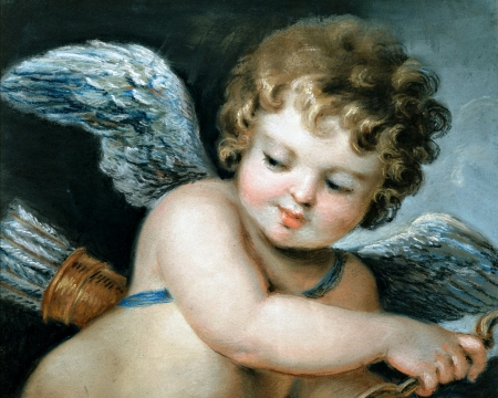 Cupid - child, cupid, arrow, wings, pictura, valentine, luminos, angel, boy