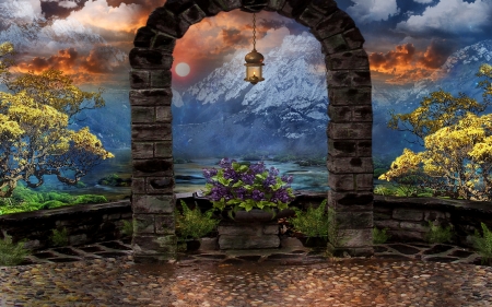 Where the Skies Are - arts, backdrop, lantern, fantasy