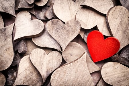 Hearts - wooden, with love, love, hearts