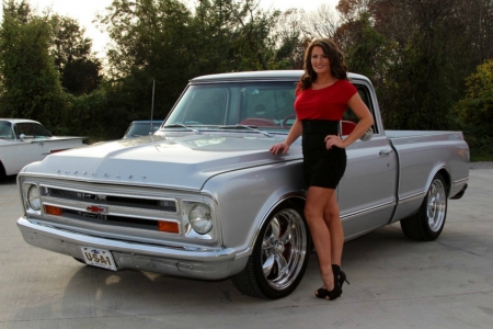 1968 Chevy C10 - bowtie, silver, babe, truck