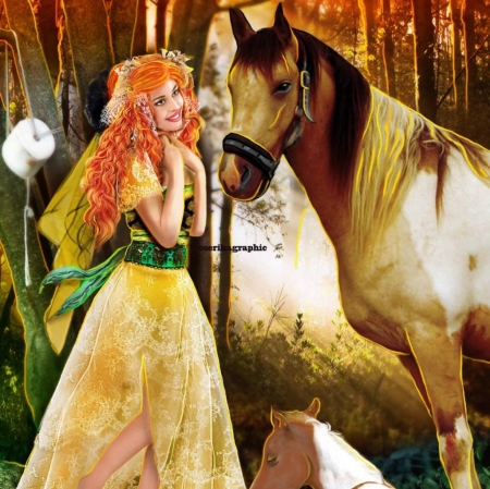 Amourequin - horse, lady, fantasy, art