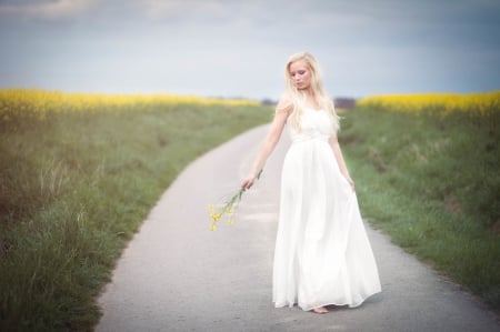 Lovely Girl - white, road, woman, model