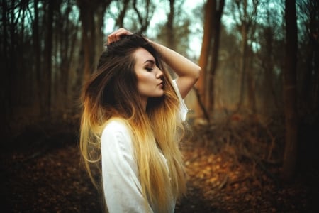 Beauty in the Forest - style, forest, woman, model