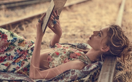 Model - girl, women, read, model