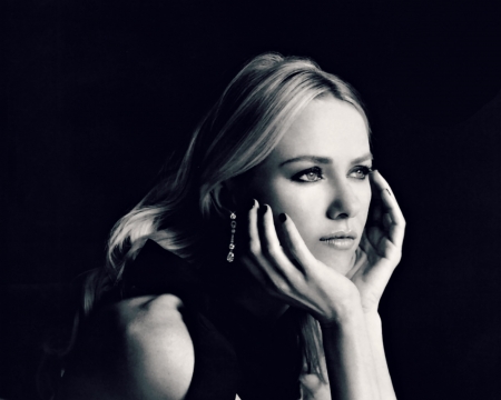 Naomi Watts - white, woman, actress, girl, naomi watts, hand, bw, black