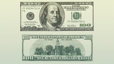 100 Dollars - note, currency, dollar, 100 dollar bill, rear, 100, america, bill, usa, us, front