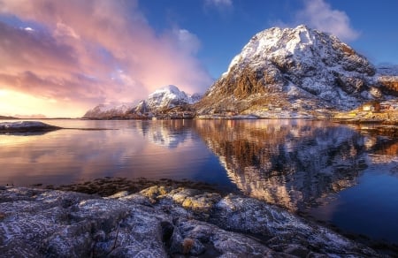 Reflection - nature, sky, landscape, clouds, mountains, sea