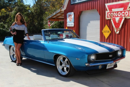 Conv Camaro - sexy, babe, blue, gm