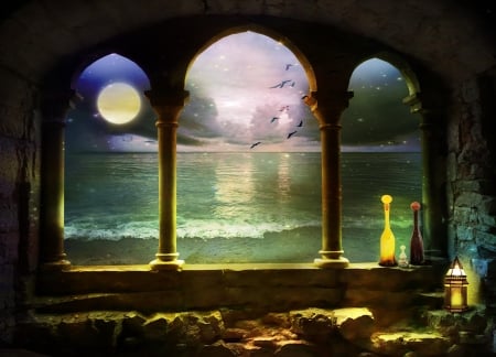 Scenic Beach - beach, scenic, fantasy, window