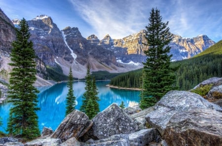 Lake View - lake, waters, mountain, blue