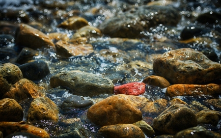 Stones - nature, rain, river, water, stones