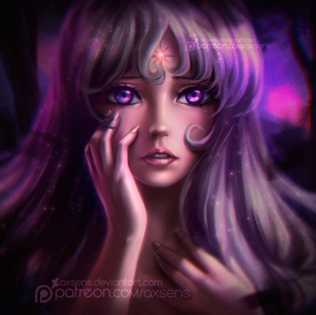 â™¥ - face, purple, digital, art