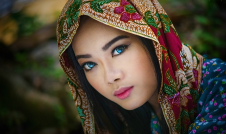 Asian Beauty - woman, make up, model, blue eyes